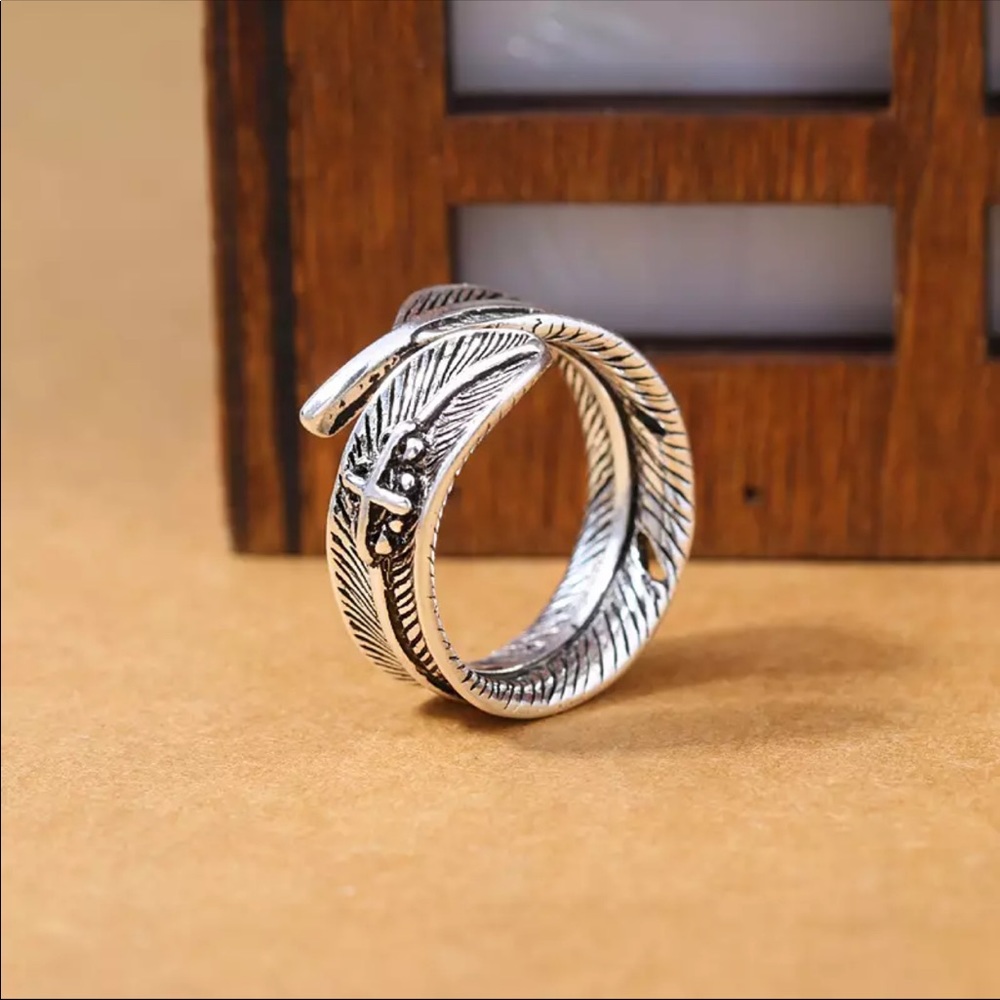 925 sterling Silver Feather ring - Picture 3 of 5
